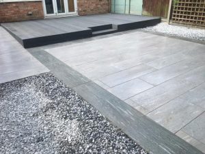 Composite Decking With Porcelain Paving